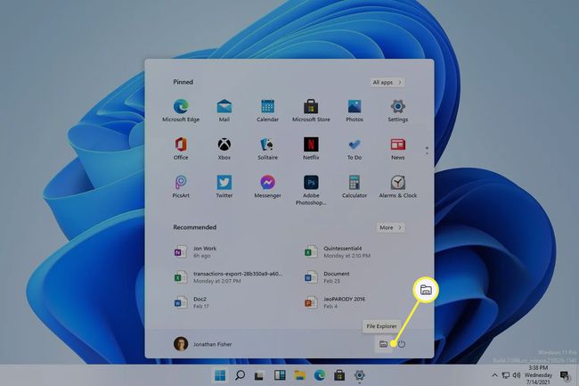 File Explorer -kuvake Windows 11:n Käynnistä-valikossa