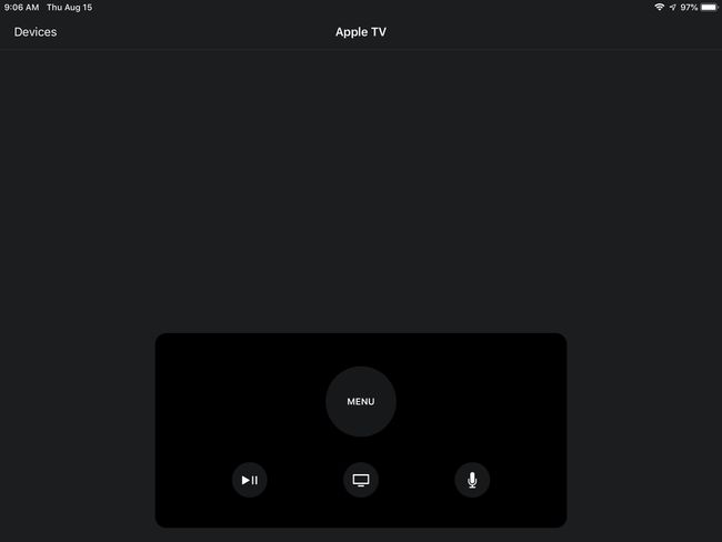 Apple TV Remote -sovelluksen käyttöliittymä iPadissa