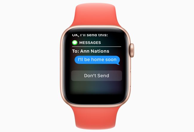 Apple Watch, jossa Siri lähettää tekstiviestin.