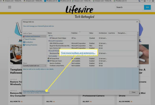 Etsi lisää laajennuksia Internet Explorerista
