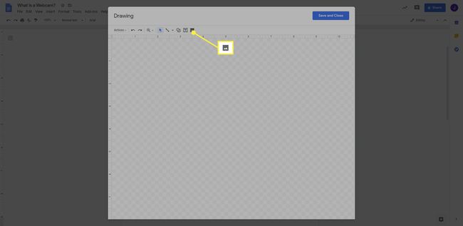 Kuvakuvake Google-dokumenttien Piirrä-ruudussa.