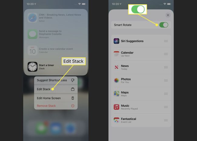 Muokkaa Smart Stackia iPhonessa, jossa on iOS 14.