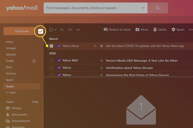 Yahoo Mail -valintaruutu