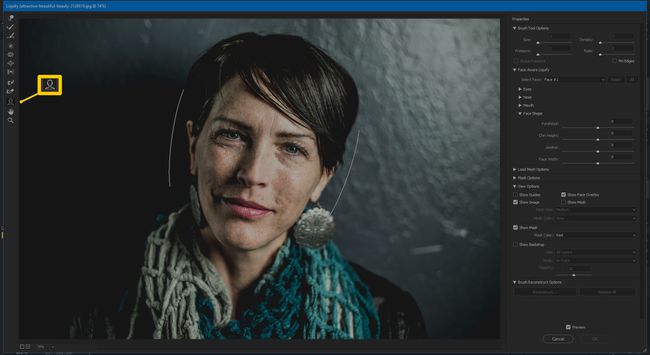Kuvakaappaus kasvotyökalusta Photoshop CC 2019:ssä.