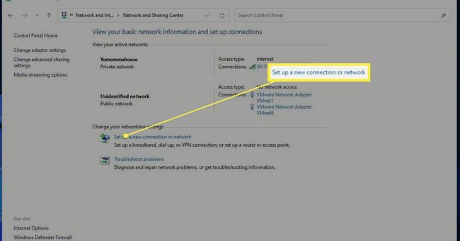 Määritä uusi yhteys tai verkko Windows 11:n Ohjauspaneelissa
