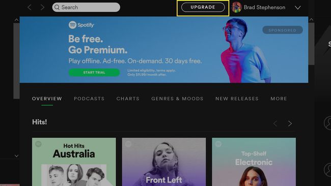 Spotify Premium -päivityspainike Windows 10 Spotify-sovelluksessa