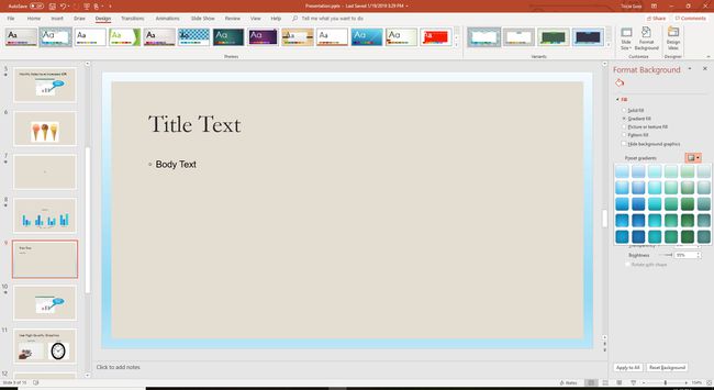 Gradienttivaihtoehto PowerPointissa