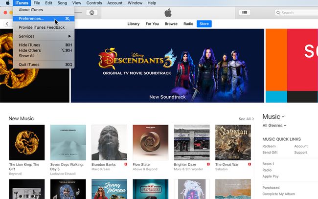 iTunes-asetukset macOS:ssä