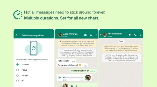 WhatsApp katoavat viestit uusilla kestovaihtoehdoilla