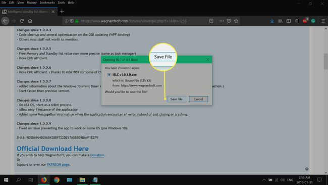 Intelligent Standby List Cleanerin lataussivu.