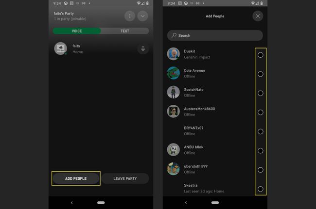 Lisää ystäviä Party Chatiin Xbox-sovelluksessa.