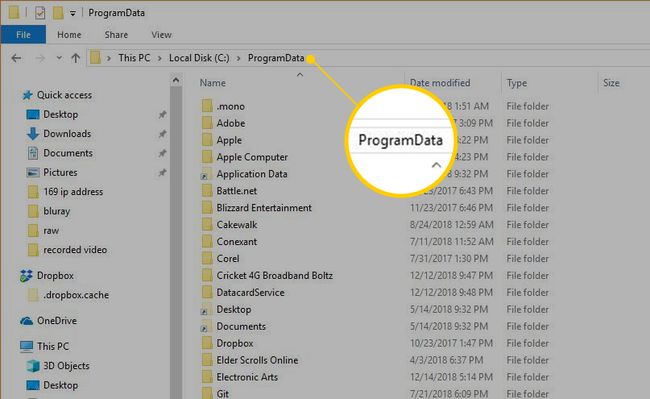 ProgramData Resurssienhallinnassa Windows 10:ssä