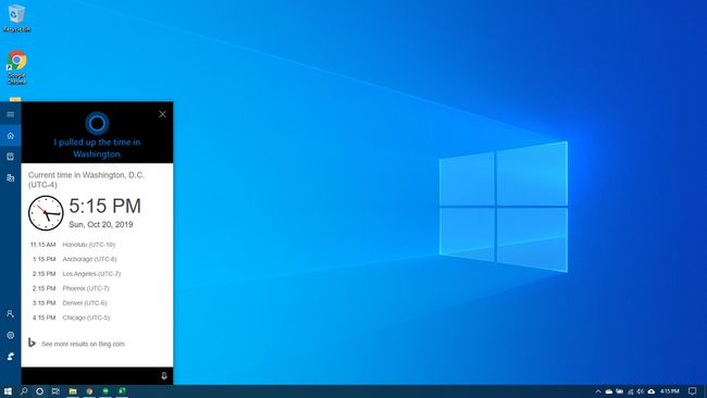 Cortana antaa ajan Windows 10:ssä.