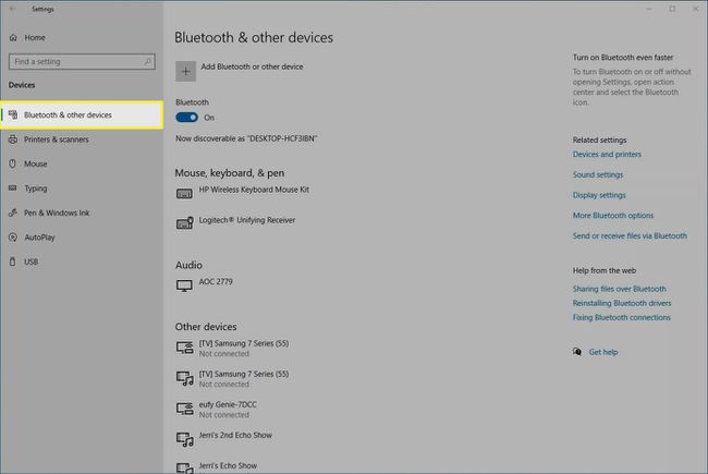 Bluetooth ja muut Windowsin asetuksissa merkityt laitteet