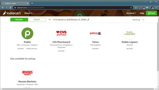 Kuvakaappaus Instacart-kaupan valikoimasta.