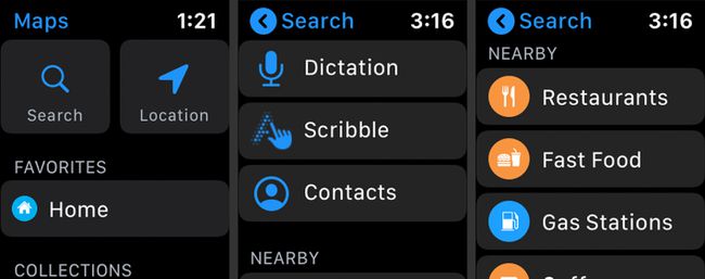 Hakuvaihtoehdot Apple Watch Maps -sovelluksessa