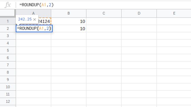 Google Sheets syöttää pyöristyskaavan