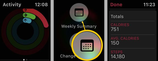Katso viikoittainen yhteenveto Apple Watch Activity -sovelluksessa