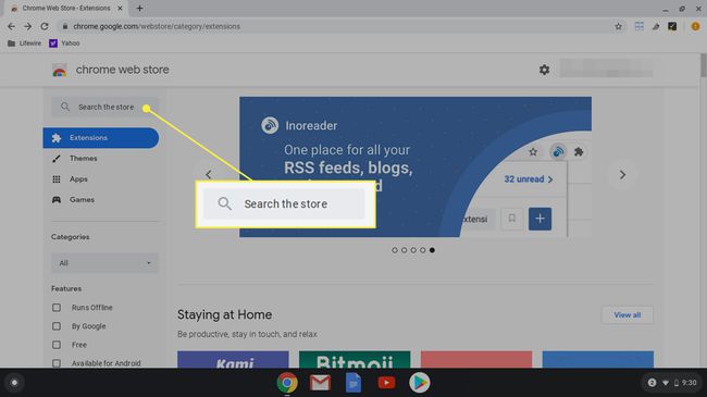 Chrome Web Storen hakukenttä