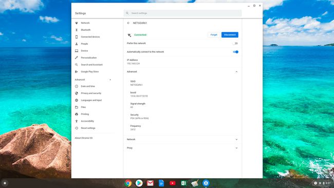 Kuvakaappaus Chromebookin verkkotiedoista