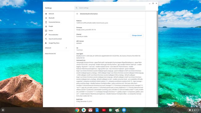 Kuvakaappaus Chrome-käyttöjärjestelmän tietojen katselusta Chromebookissa