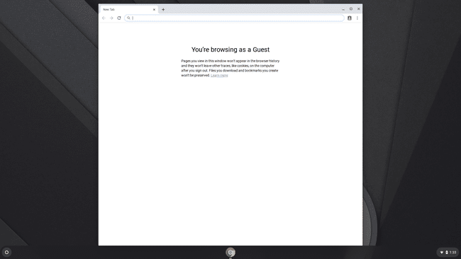 Kuvakaappaus vierailijana selaamisesta Chromebookilla