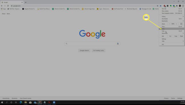 Kuvakaappaus Cast in Chrome -sovelluksen valinnasta.