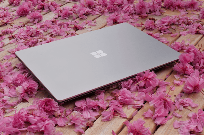 Surface Laptop 4 suljettu kukkapenkkiin