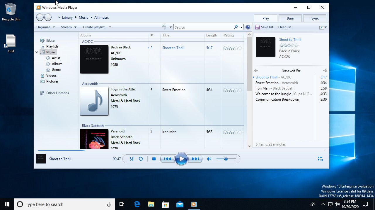 Windows Media Player 12 Windows 10:ssä