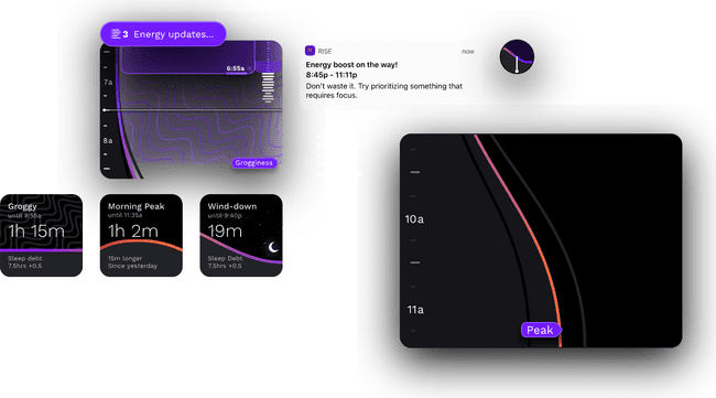 RISE-sovellus sellaisena kuin se näkyy iPhonessa ja Apple Watchissa