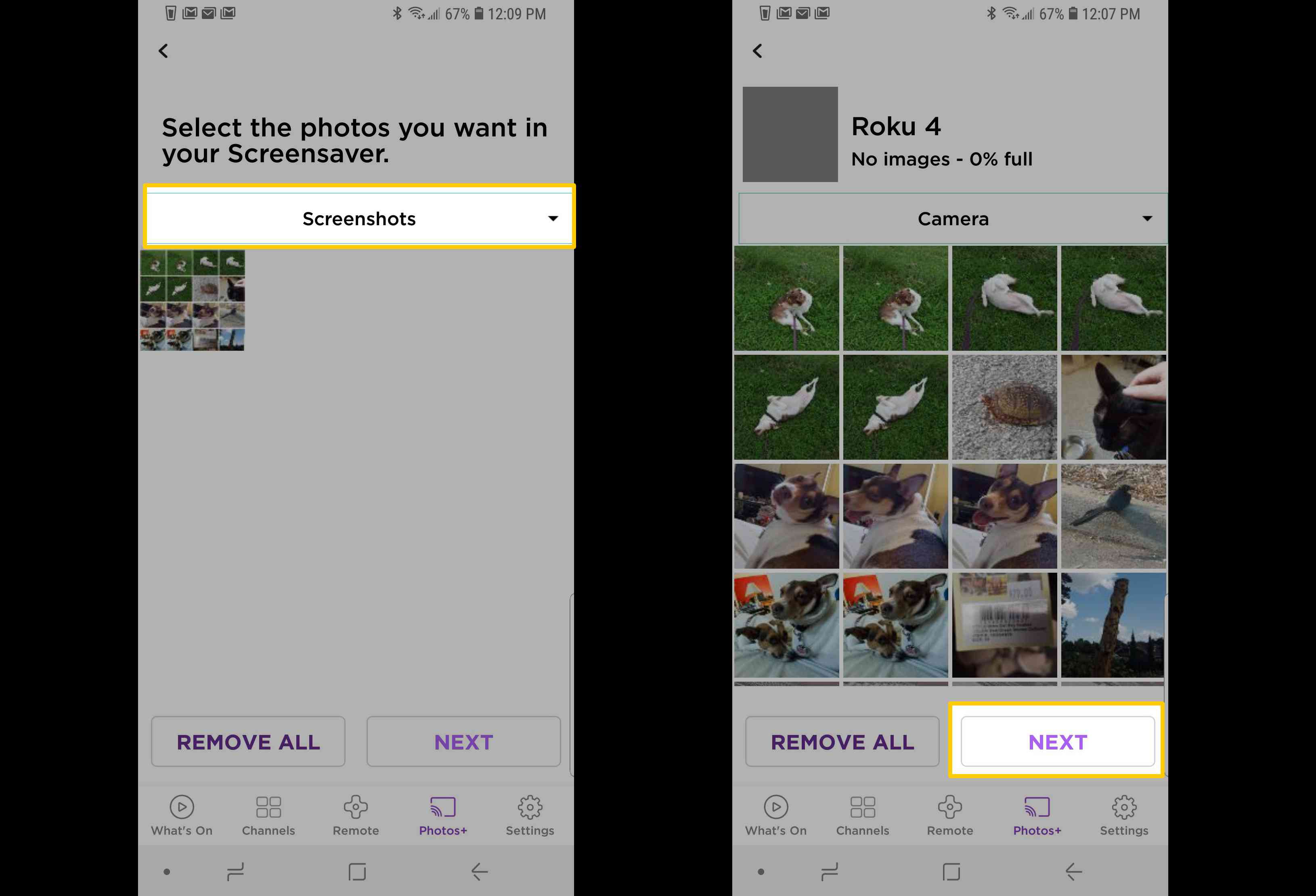 Kuvien valitseminen iPhonen Roku-sovelluksessa televisiossasi näytettäväksi