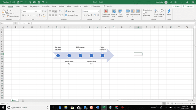 Kuvakaappaus Excel-aikajanasta Excel-taulukossa