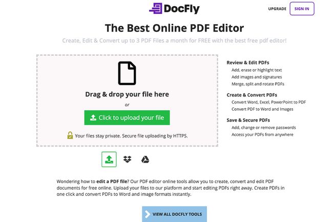 DocFly PDF Editorin etusivu