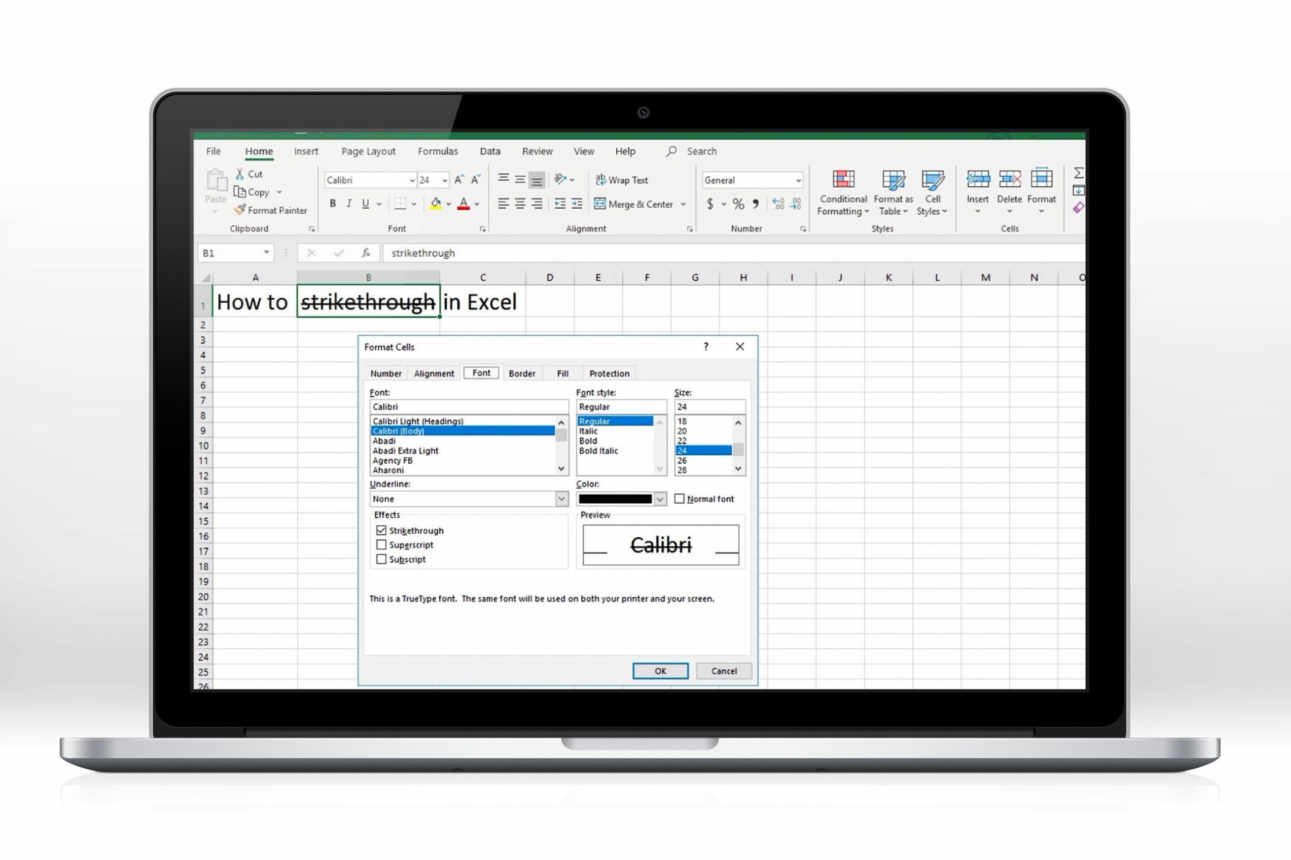 strikethrough in excel e8c6e825243648f8bb836783acffc2b9 scaled