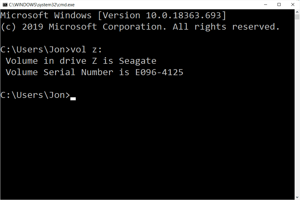 vol command windows 10 920e13cbc2a34418ba04d165894e87ef