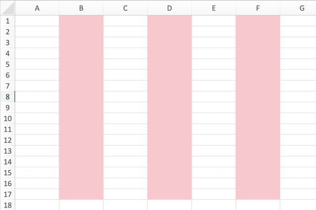 Excel näyttää sarakkeen varjon