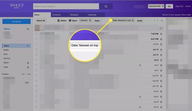 Yahoo Mail Date: Uusin päällä