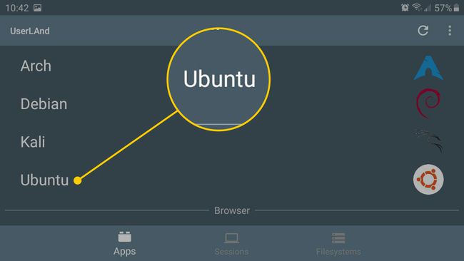 Ubuntu UserLANd-sovelluksessa