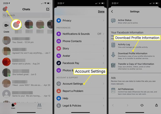 iOS:n Messenger-sovellus, joka näyttää lataustietojen sijainnin