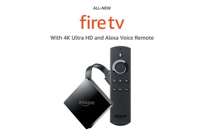 Kuva Amazon Fire Stick 4K:sta ja Alexa Voice Remote -kaukosäätimestä.