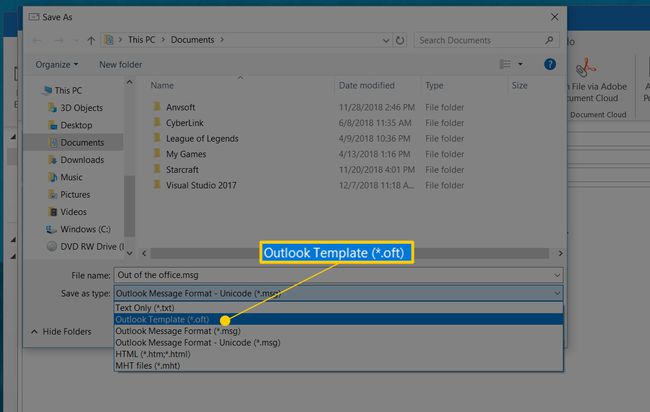 Outlook-malli Tiedostotyyppi Outlookissa