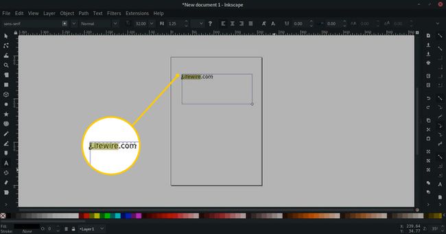 Korostettu teksti Inkscapessa