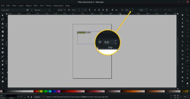 kirjainten välinen tila Inkscapessa