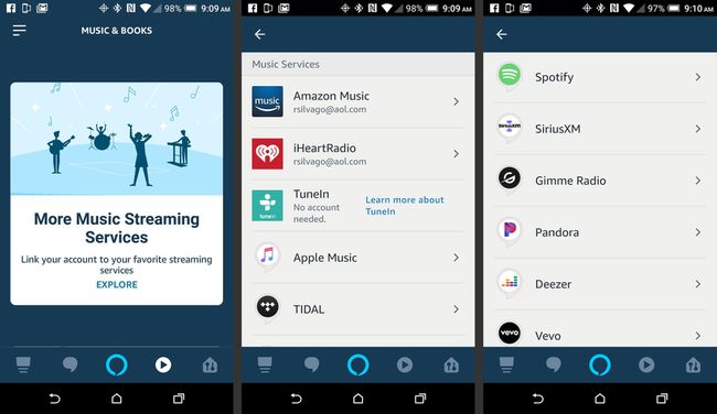 Alexa Smartphone App – kaikki musiikkipalvelut