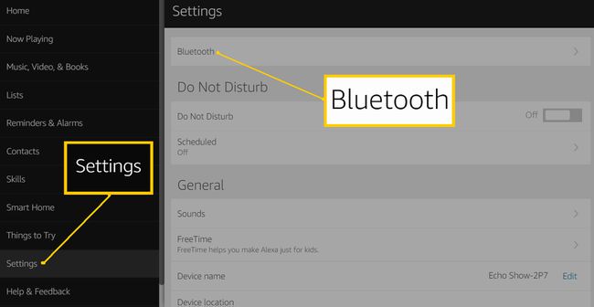 Alexa-asetukset – Valitse Bluetooth