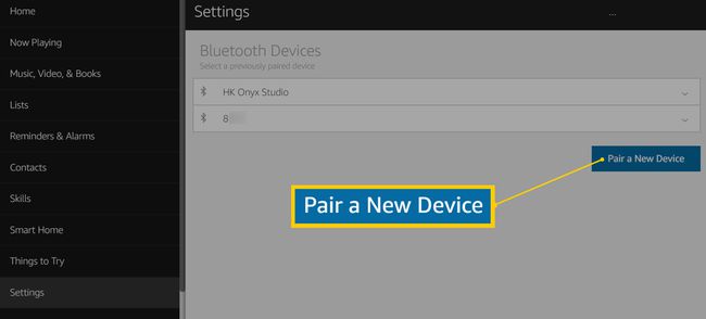 Alexa Bluetooth -asetukset - Yhdistä uusi laite