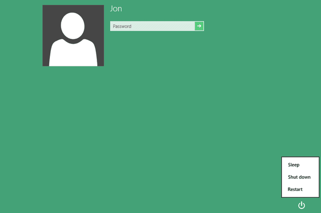 Windows 8:n sammutusvaihtoehto lukitusta näytöstä