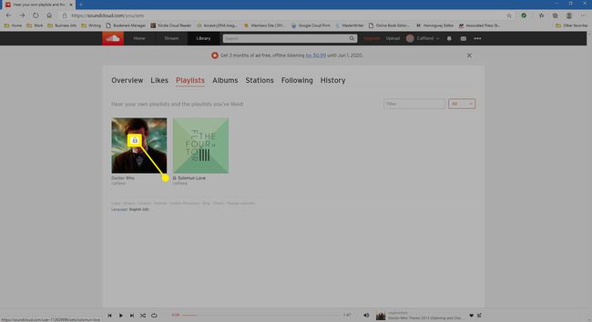 Yksityisen soittolistan valitseminen SoundCloud-verkkosivustolta.