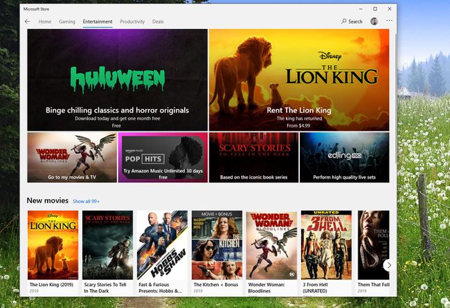 Kuvakaappaus Entertainment-luokasta Microsoft Storessa