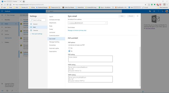 Tarkastele sähköpostin synkronointiasetuksia Outlook.comissa.